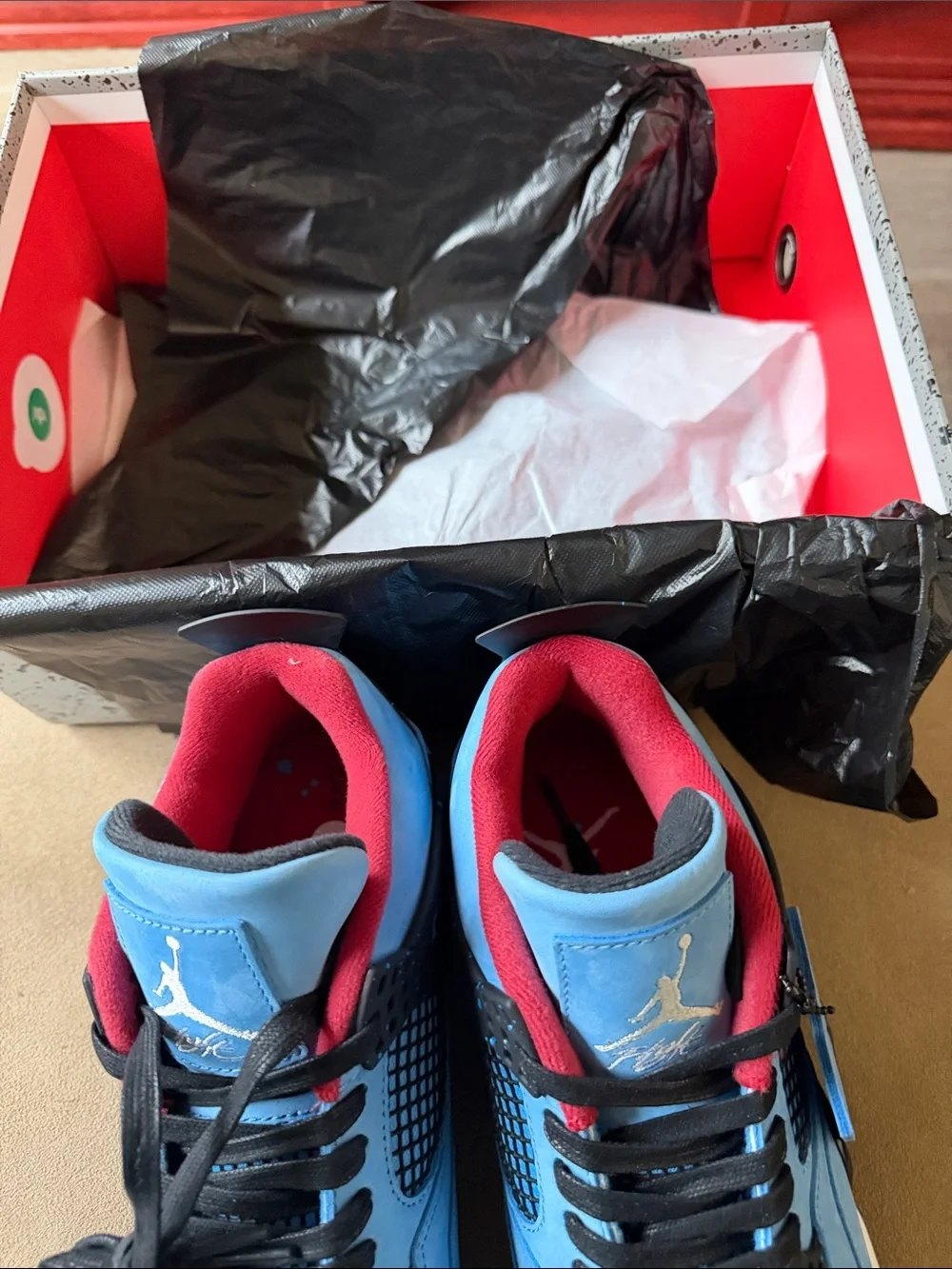 Jordan Men’s Sky Blue and Red Retro Sneakers